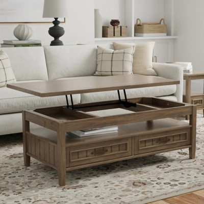 Simpli Home Lev Lift Top Coffee Table, Smoky Brown | Ashley Homestore