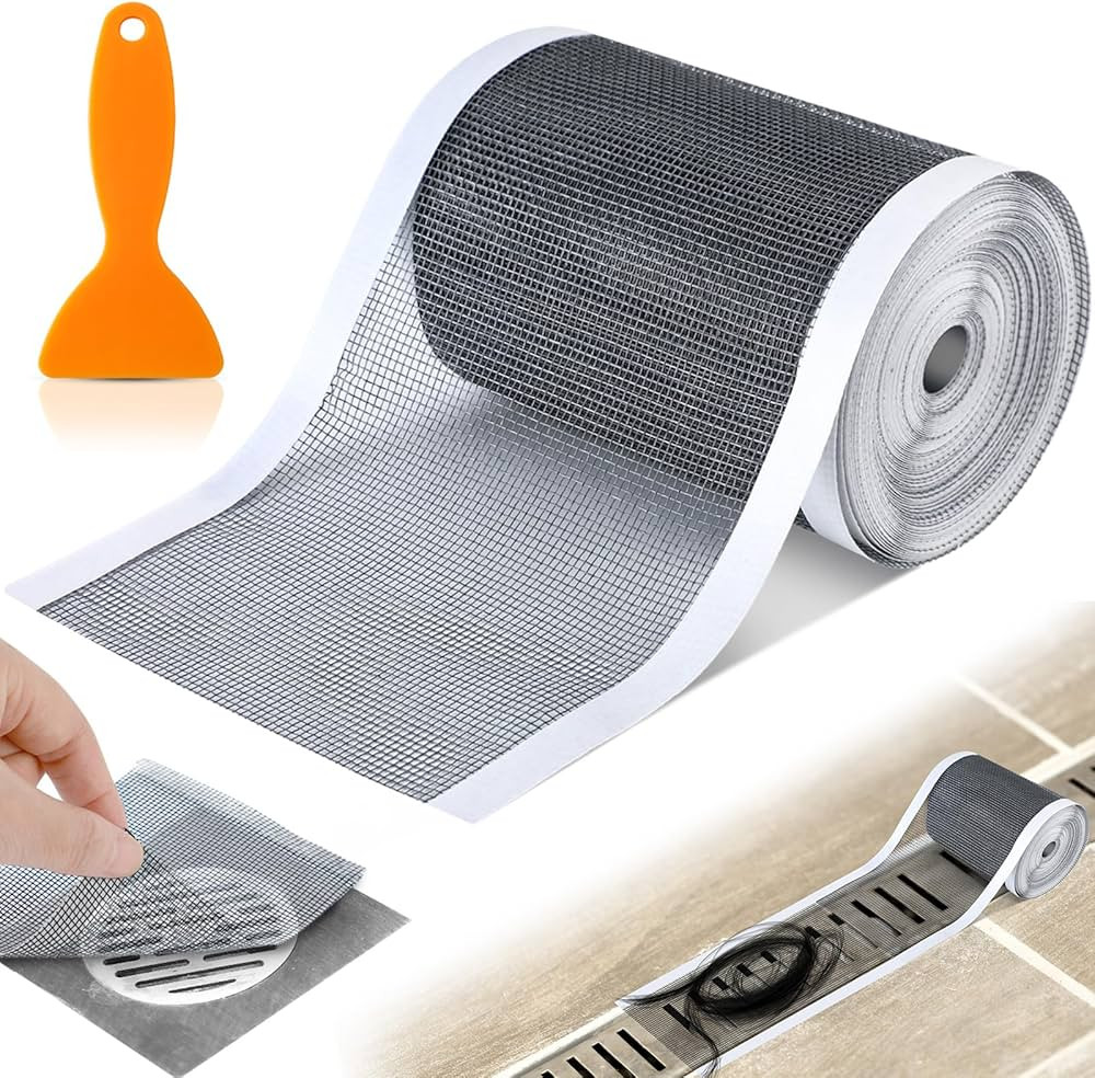 4 Inch x 33 ft Disposable Shower Drain Hair Catcher Cutable Mesh Shower Drain Cover Stickers for ... | Amazon (US)