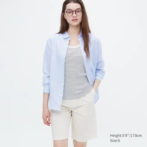 Women 100% Premium Linen Shirt | UNIQLO (UK)