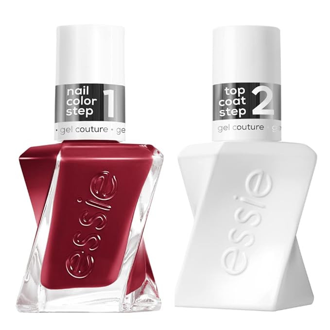 essie Gel Couture Longwear Nail Polish Set, Red Nail Polish, Put in the Patchwork + Gel-like Shin... | Amazon (US)