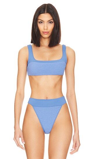 Jayce Reversible Bikini Top in Azure Scrunch & Azure | Revolve Clothing (Global)