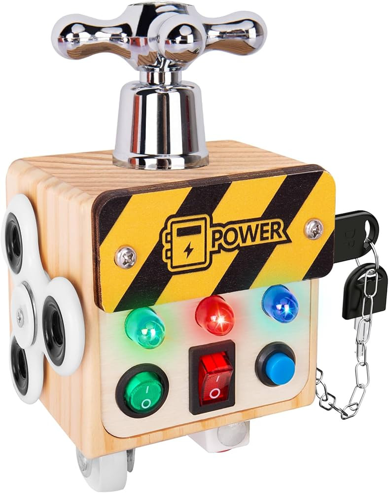 Zeoddler Toddler Toys for 1 2 3 Year Old, LED Busy Cube for Kids, Sensory Toys for Toddlers, Wood... | Amazon (US)