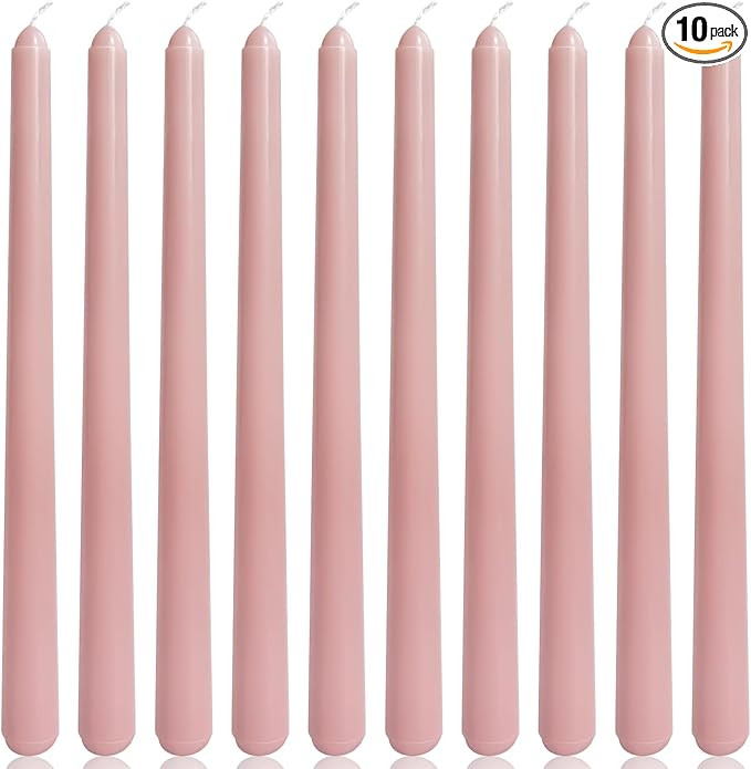 10 Inch Dusty Rose Taper Candles for Home Decoration, 10 Pack Unscented Candlesticks for Dinner W... | Amazon (US)