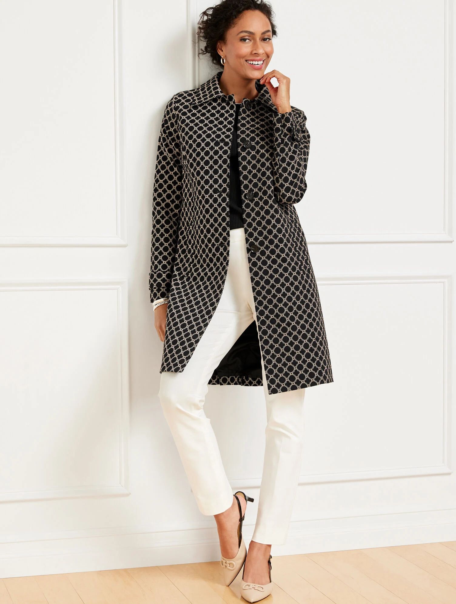 Jacquard Mac Coat - Geo | Talbots