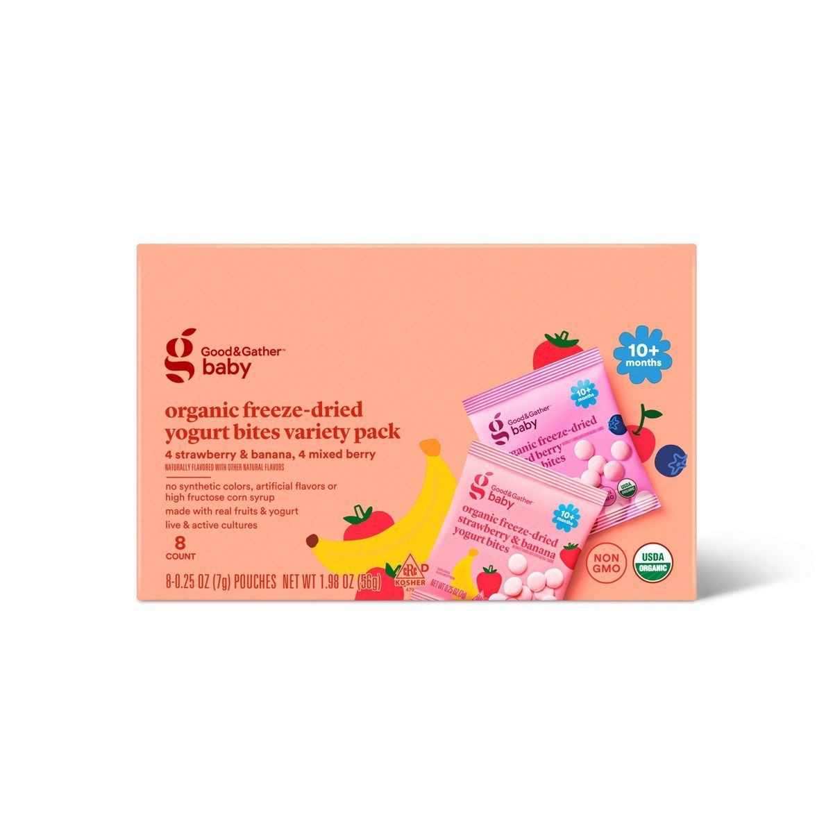 Organic Freeze-Dried Strawberry Banana And Mixed Berry Yogurt Bites  - 2oz/8ct - Good & Gather™ | Target