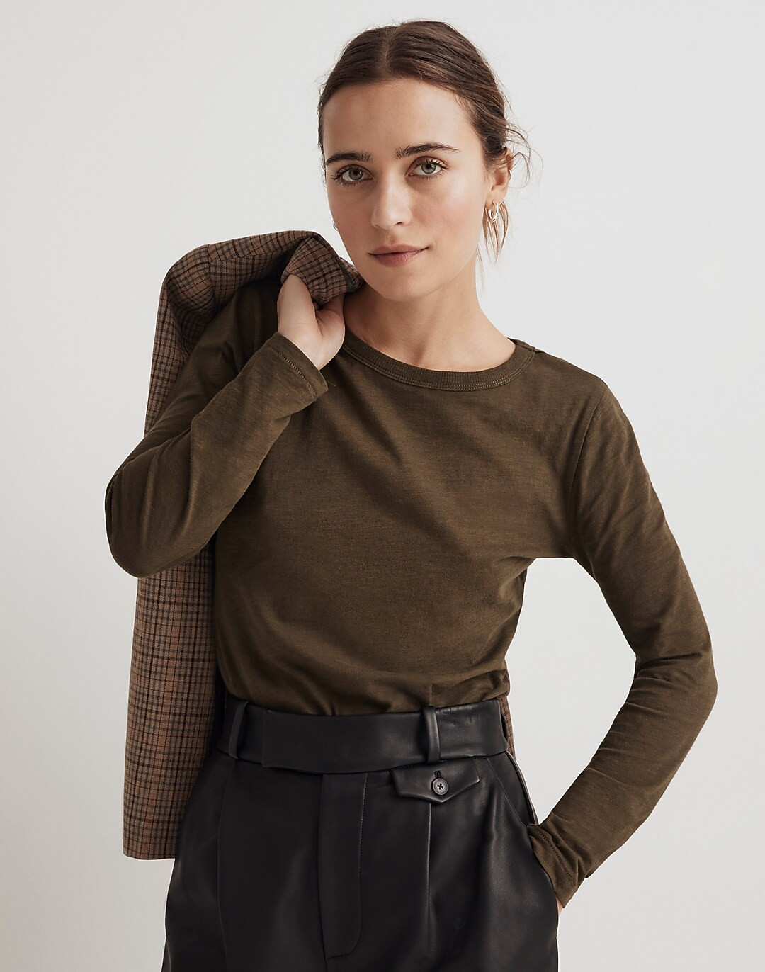 Whisper Cotton Rib-Crewneck Long-Sleeve Tee | Madewell