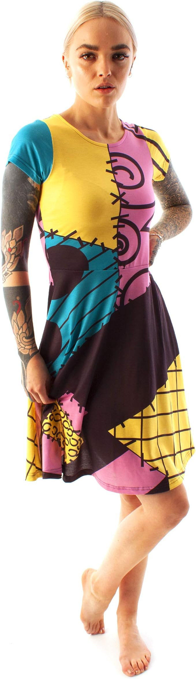 Disney Nightmare Before Christmas Sally Women's Short Sleeve Costume Dress | Amazon (US)