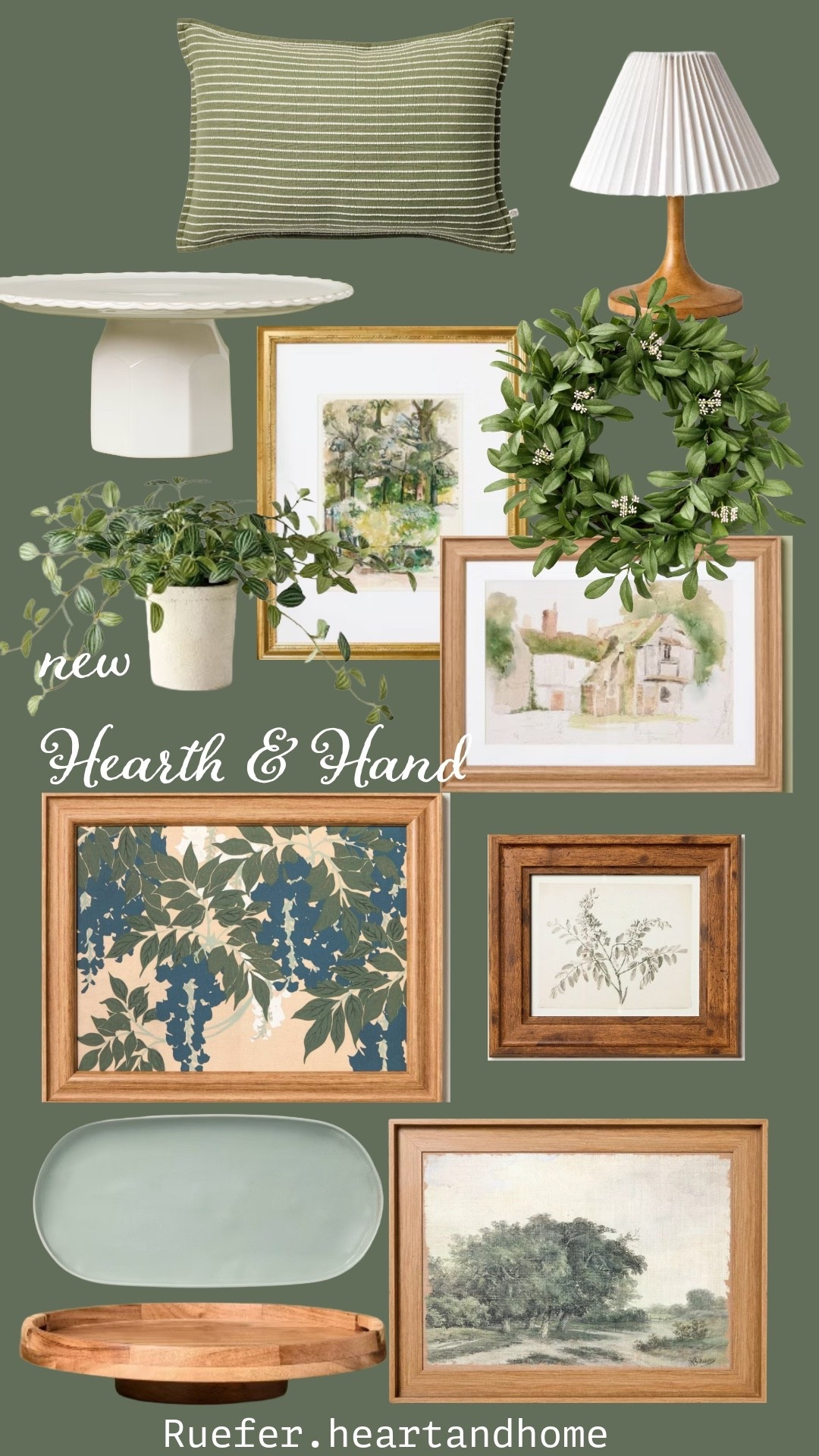 New Hearth and Hand from Target. Lots of framed art, artificial plants, artificial greenery, stems, wreath, pedestal cake stand, platter, pillows, table lamp

#LTKFindsUnder50 #LTKHome #LTKSeasonal