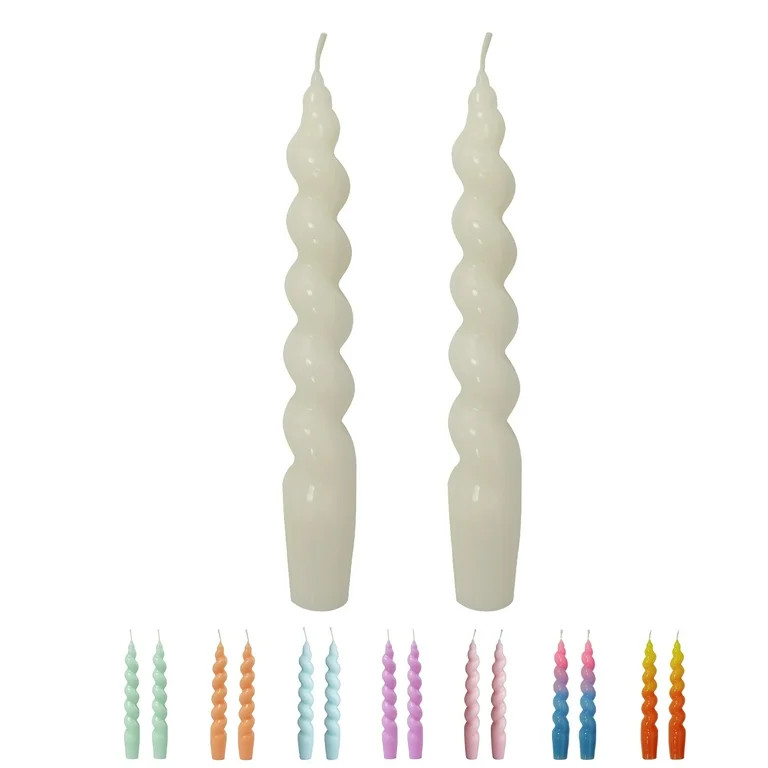 FCHSHAMD 7.3'' White Taper Candles - Unscented Spiral Candlesticks 2 Pack | Walmart (US)