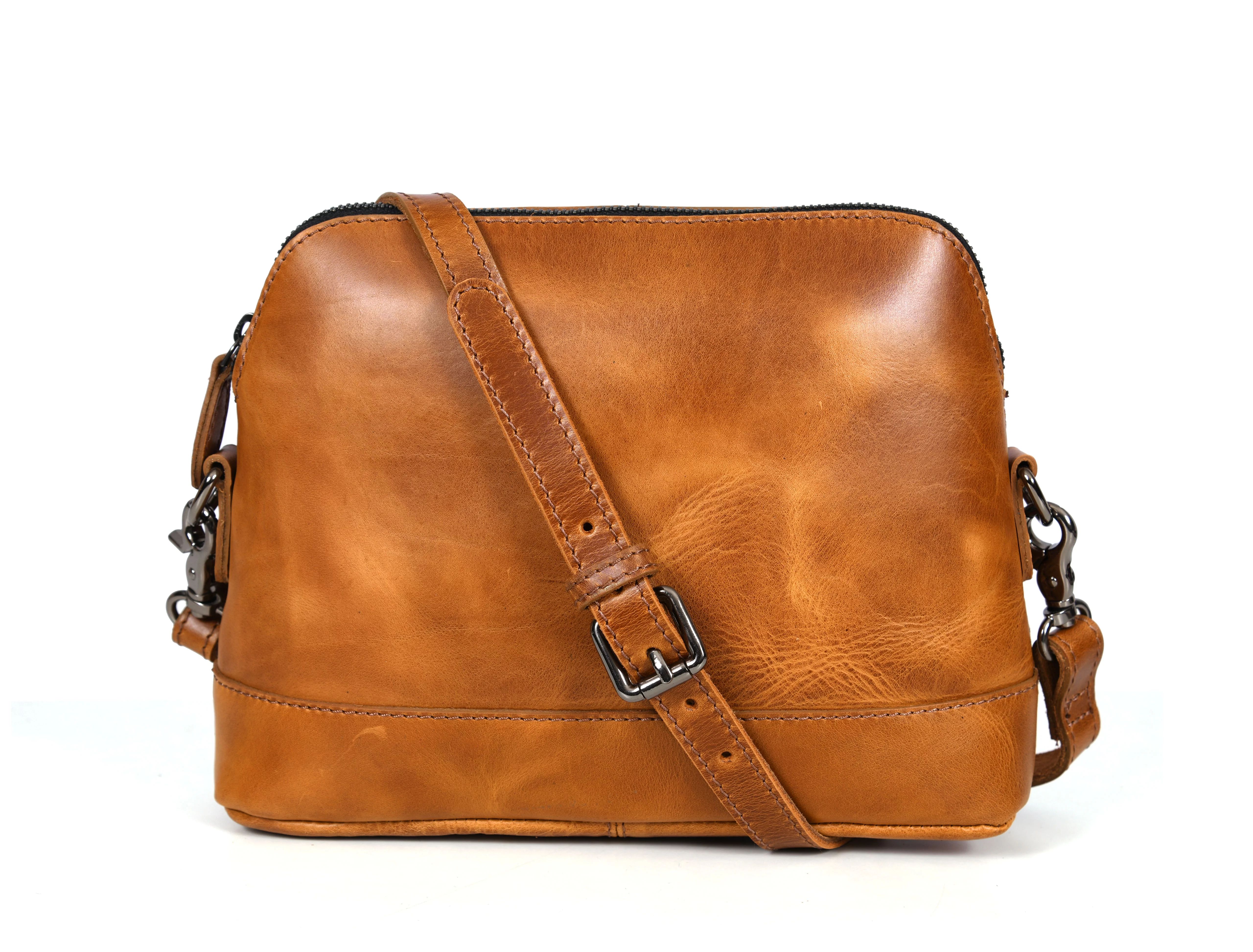 Aaron Leather Goods Women's Classic Casual Crossbody Bag For Female Ochre Brown | Walmart (US)