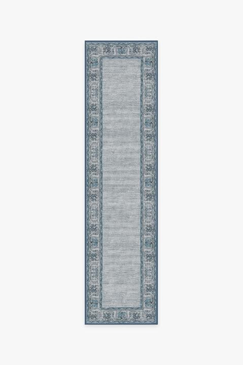 Vintage Daisy Bordered Blue Rug | Ruggable