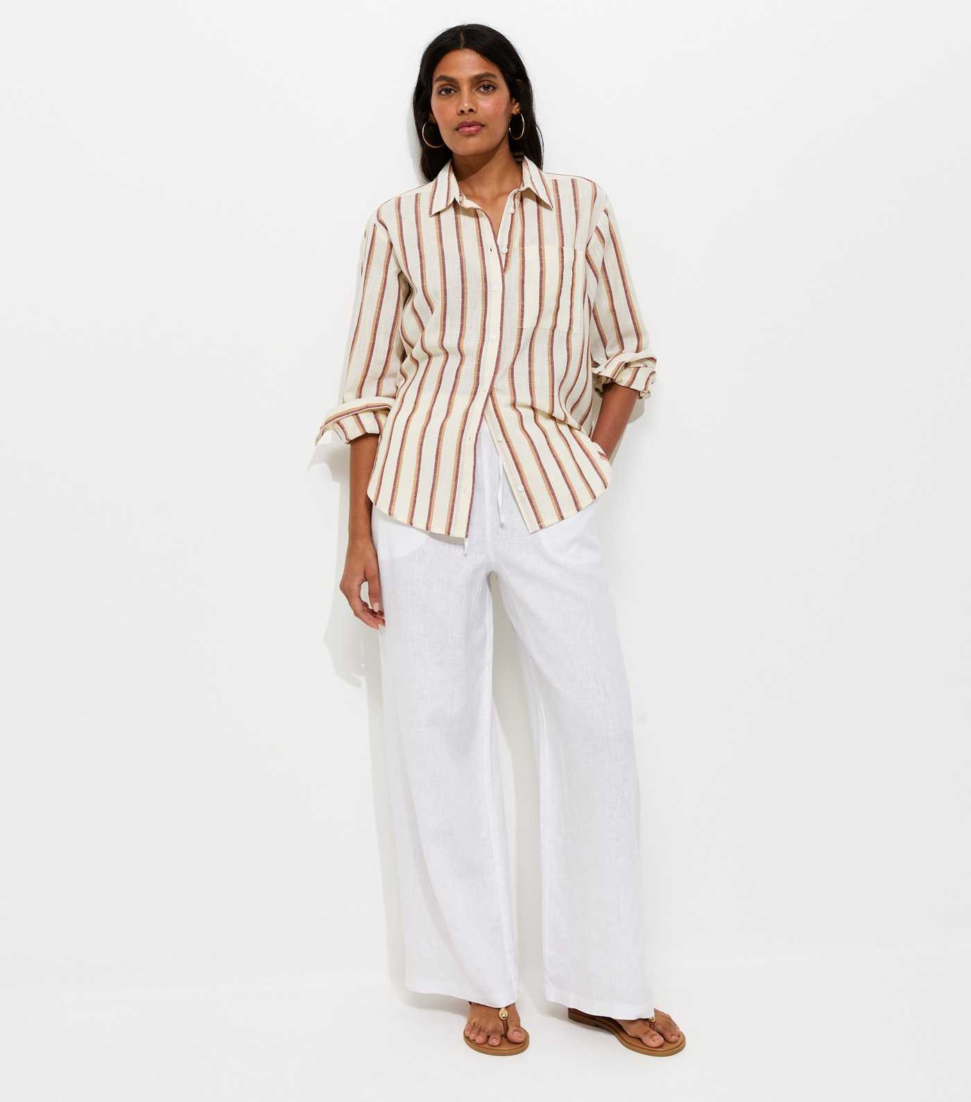 White Pure Linen Wide Leg Trousers | New Look | New Look (UK)