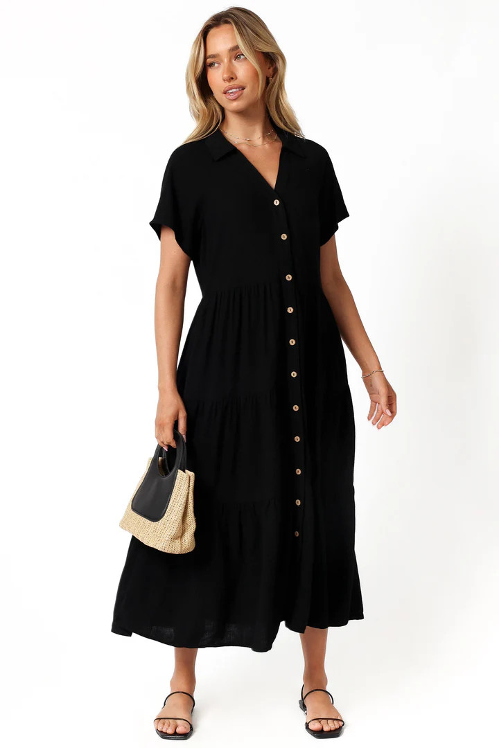 Natalya Midi Dress - Black | Petal & Pup (AU)