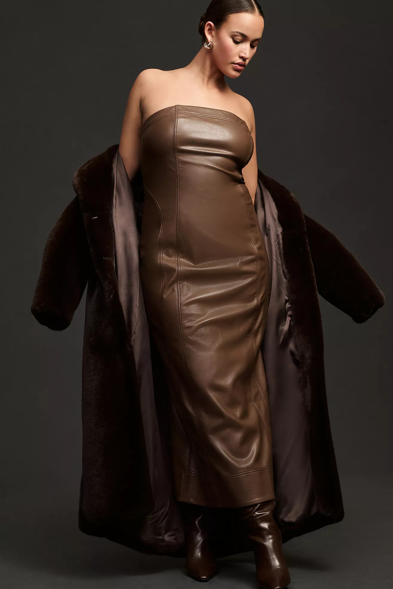 Pilcro Strapless Slim Tube Midi Dress | Anthropologie (US)