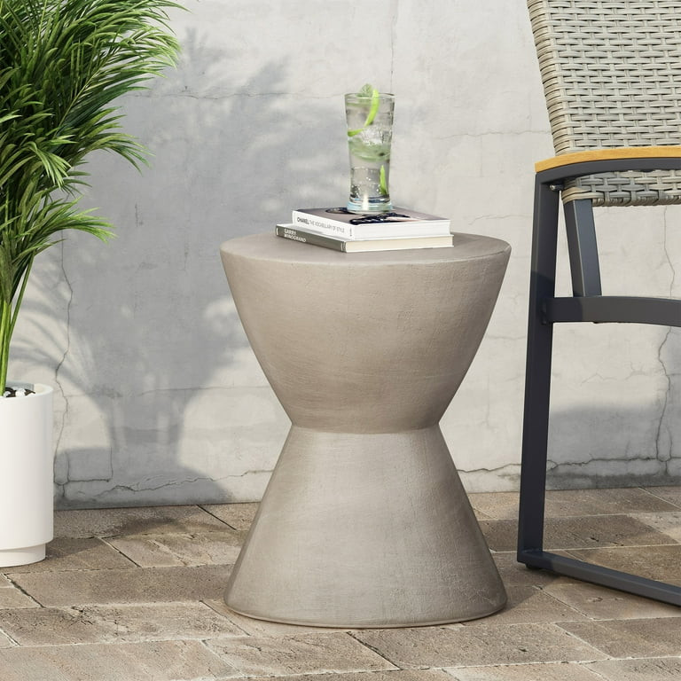 GDF Studio Attola Outdoor Lightweight Concrete Side Table, Light Gray | Walmart (US)