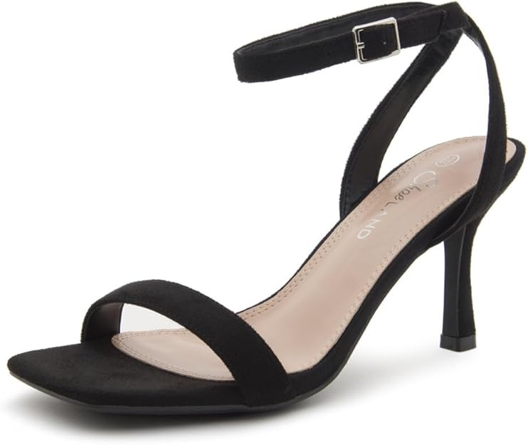 Shoe Land Women’s High Heel Sandals | Strappy Slingback Heels with Square Open Toe | Ankle Stra... | Amazon (US)