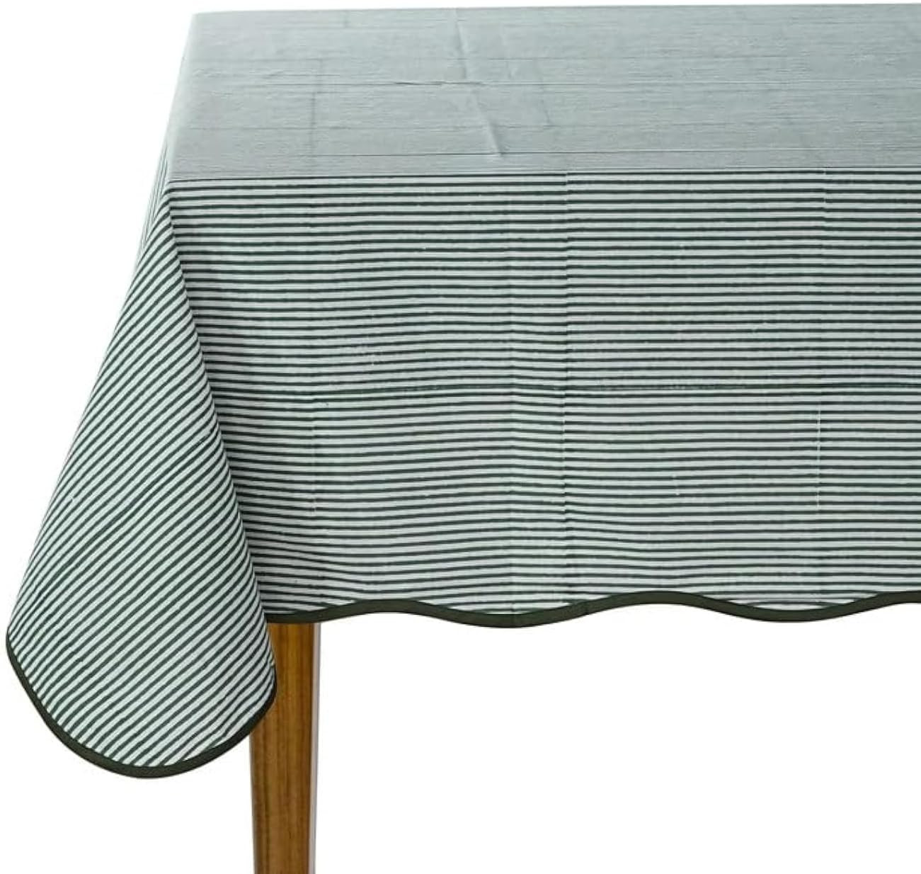 Ridhi Green Stripe Scallop 60x60 Inches Square 100% Cotton Hand Block Print Washable Decorative S... | Amazon (US)