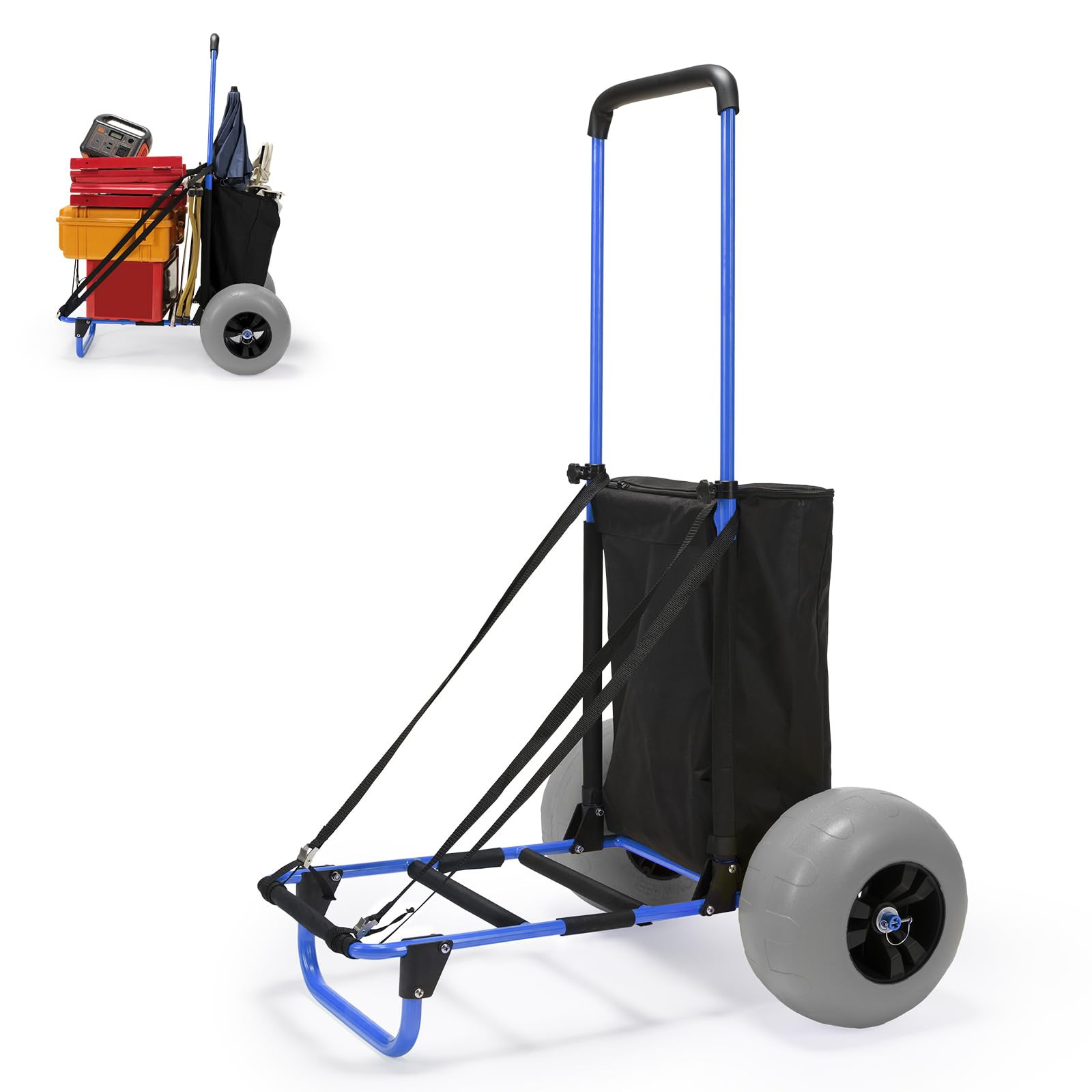 Beach Fishing Carts, 13” Big Balloon Wheels Flat-Free Solid PU Tires for Sands, 165LBS Loading ... | Amazon (US)