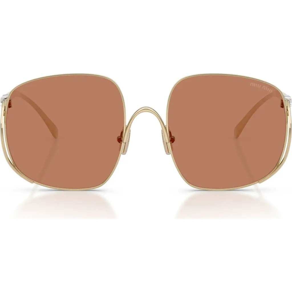 Miu Miu MU A57S 57mm Gradient Square Sunglasses in Pale Gold /Brown at Nordstrom | Nordstrom