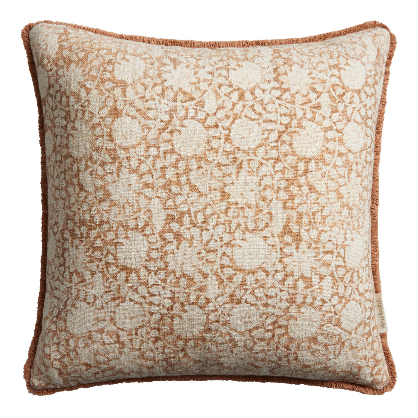 Fringed Block Print Throw Pillow | World Market