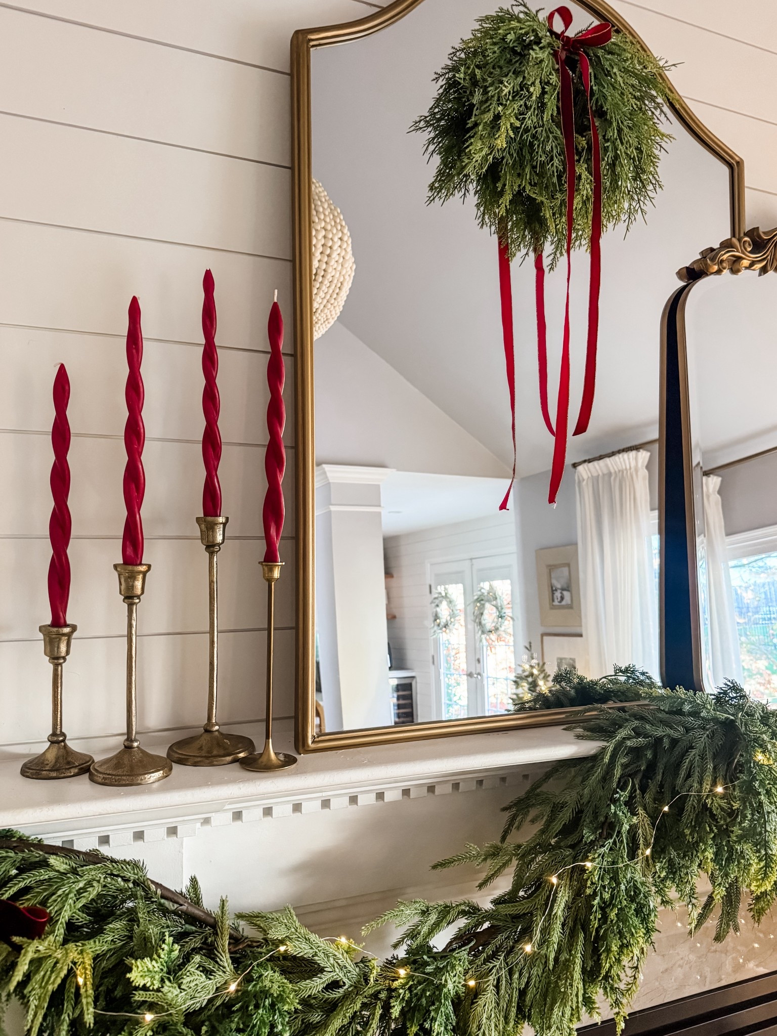Christmas decor
Mantel decor
Burgundy taper candles
Spiral candles
Red taper candles
Cedar wreath
Mini cedar wreath
Burgundy velvet ribbon
Ralph Lauren aesthetic
Cedar garland 
Afloral real touch Norfolk pine garland
Gold candle holders 


#LTKSeasonal #LTKHoliday #LTKHome