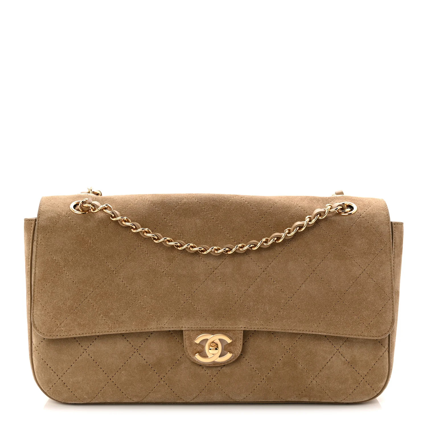 Chanel Suede Calfskin Small Souplissimo Maxi Flap Dark Beige 1885832 | FASHIONPHILE (US)