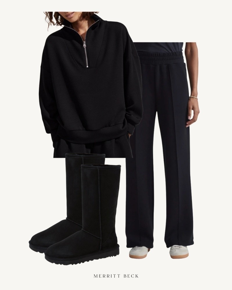 Realized I needed a new pair of tall UGG boots + a second layer of pants to throw over my leggings for winter morning walks with Reeses! Just ordered this whole look. 