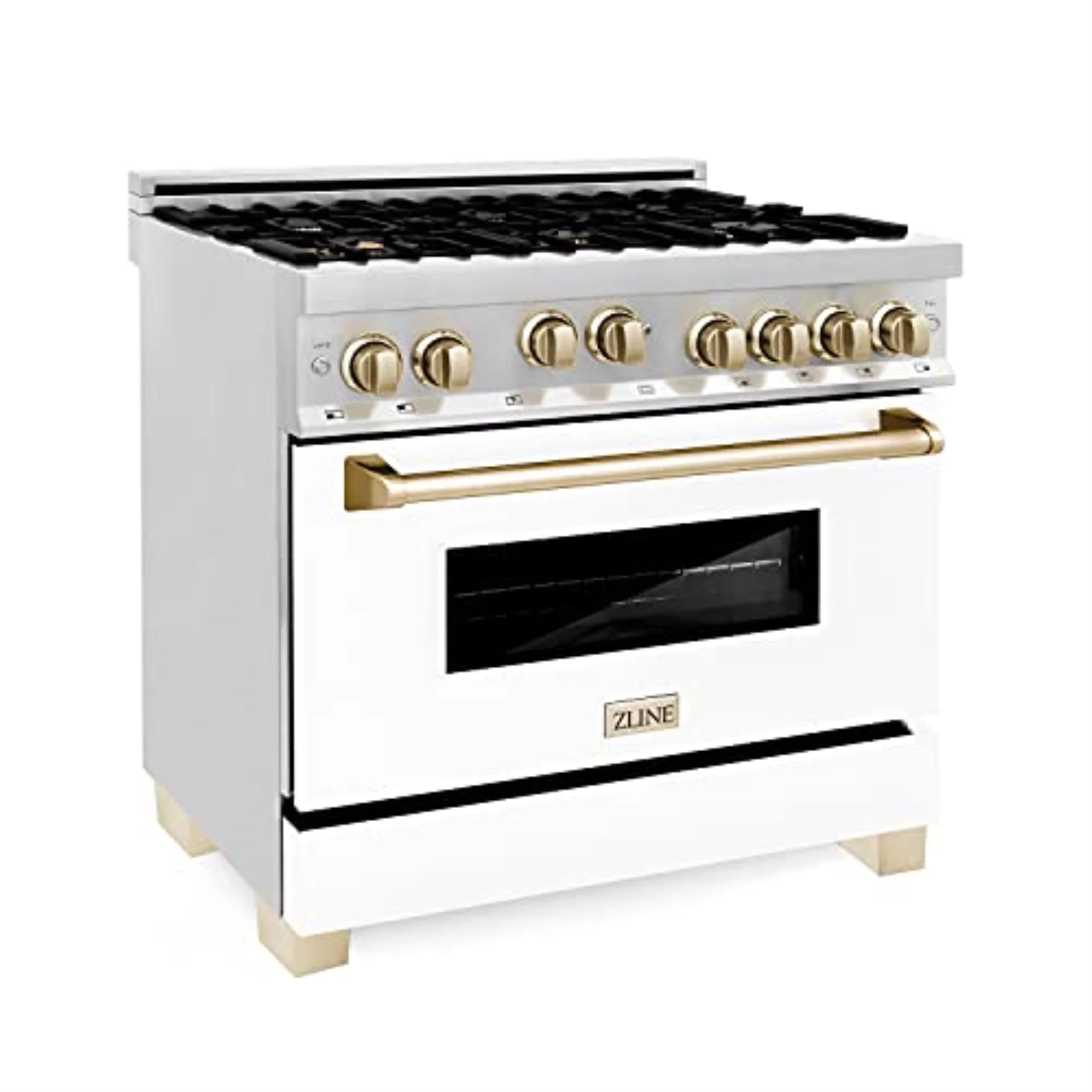 ZLINE 36 in. Autograph Edition Gas Range in Stainless Steel with White Matte Door and Gold Accent... | Walmart (US)