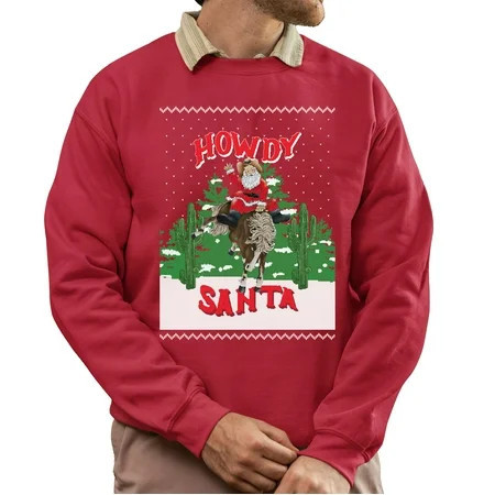 Ugly Christmas Sweater Christmas Sweatshirt Howdy Santa Ugly Christmas Sweater Western Cowboy Santa Ugly Christmas Sweater Funny Christmas Gift for Men | Walmart (US)