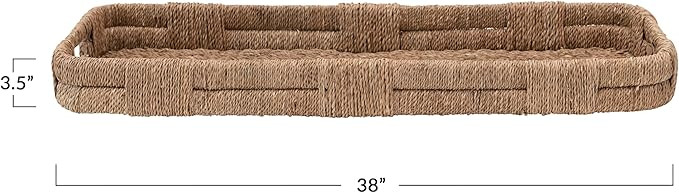 Creative Co-Op Hand-Woven Bankuan Handles Tray, 38"L x 12"W x 4"H, Natural | Amazon (US)