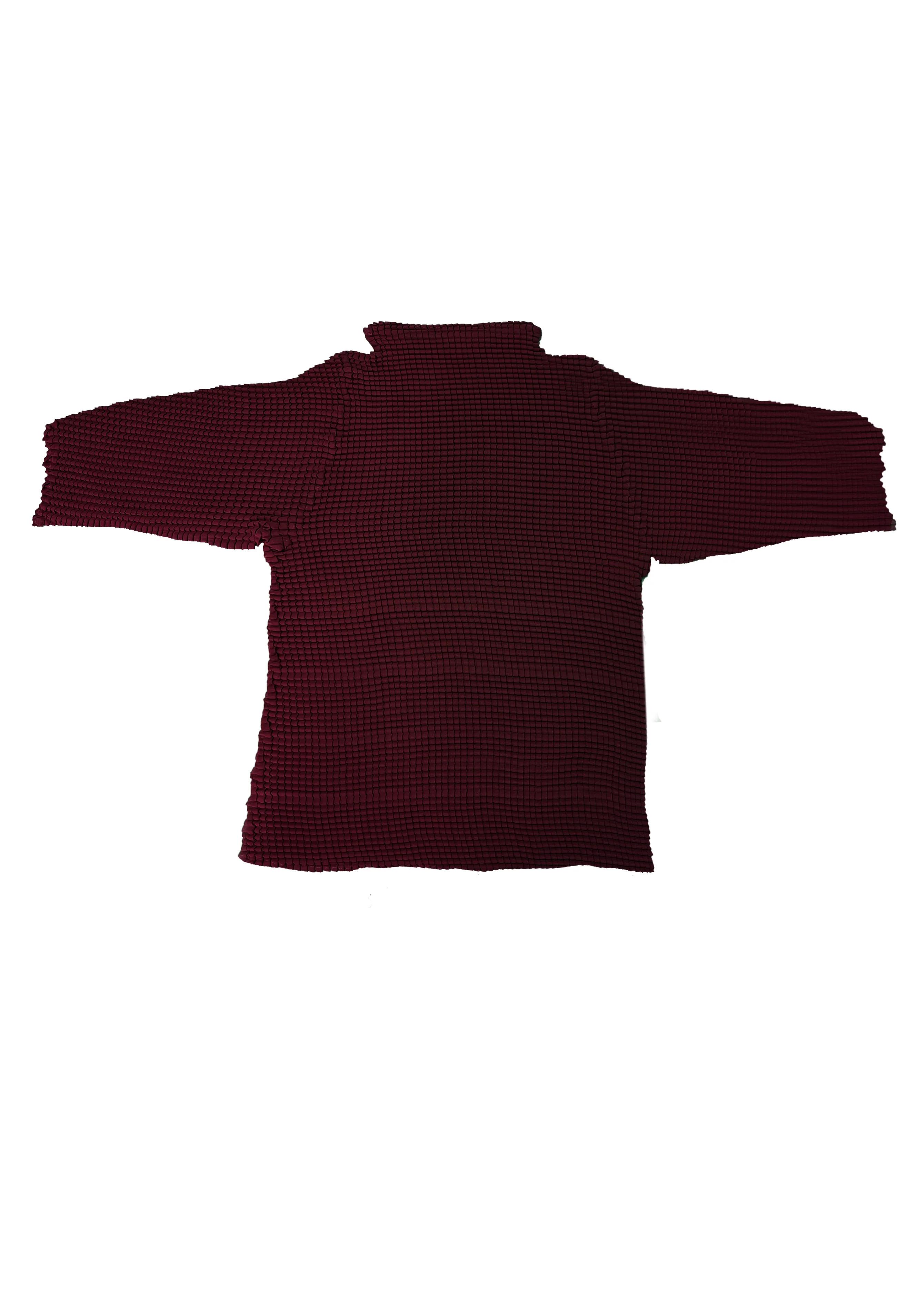 Ingrid Pleated Mock Neck Top- Burgundy | BAACAL Limited, LLC