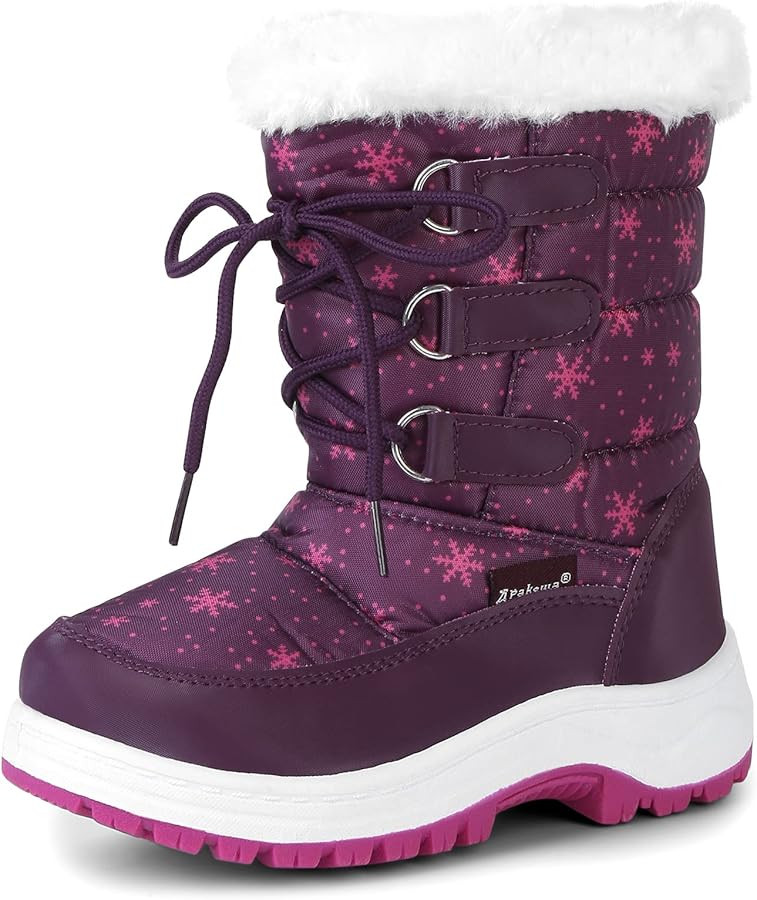 Apakowa Kids Girls Insulated Fur Winter Warm Snow Boots (Toddler/Little Kid) | Amazon (US)