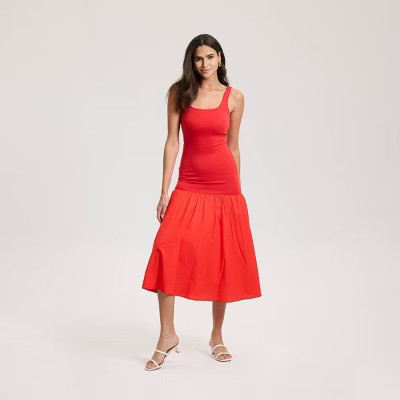 Women's Drop Waist Knit Maxi Dress - A New Day™ Red Geranium XXL | Target