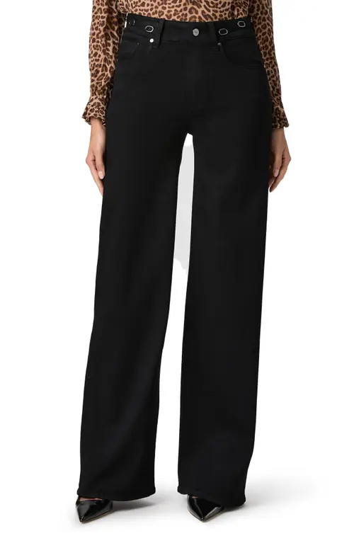 PAIGE Sasha High Waist Wide Leg Jeans in Black Shadow at Nordstrom, Size 32 | Nordstrom