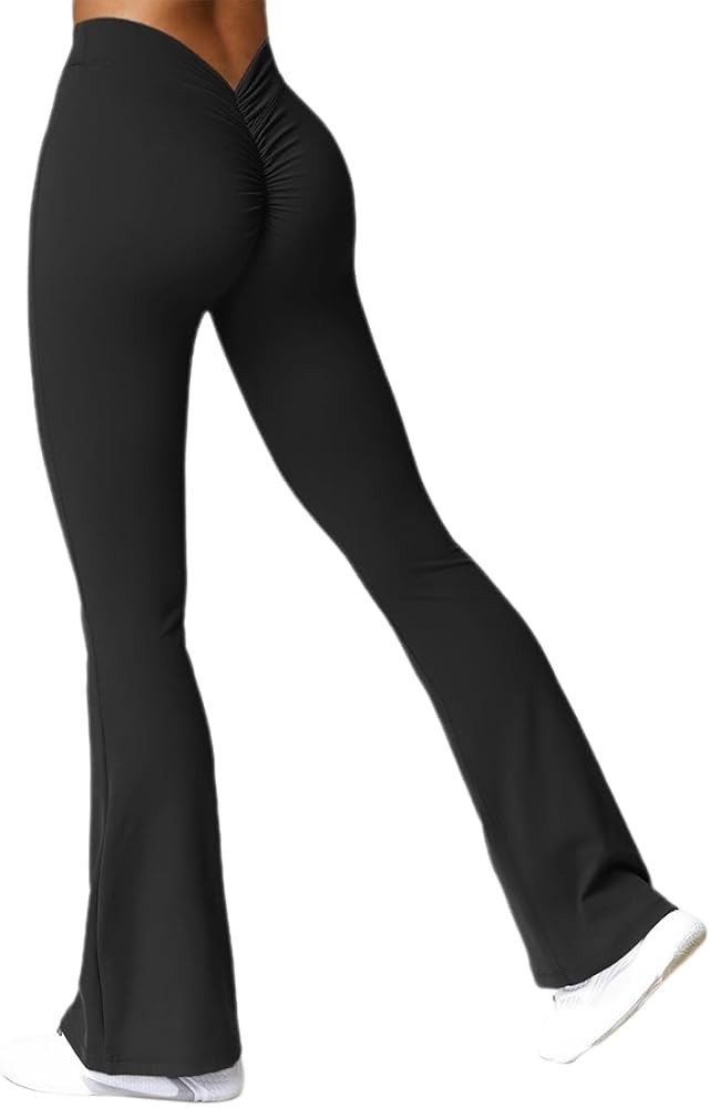 ABOCIW V Back Scrunch Butt Flare Leggings for Women Booty Lifting High Waist Bootcut Gym Workout ... | Amazon (US)