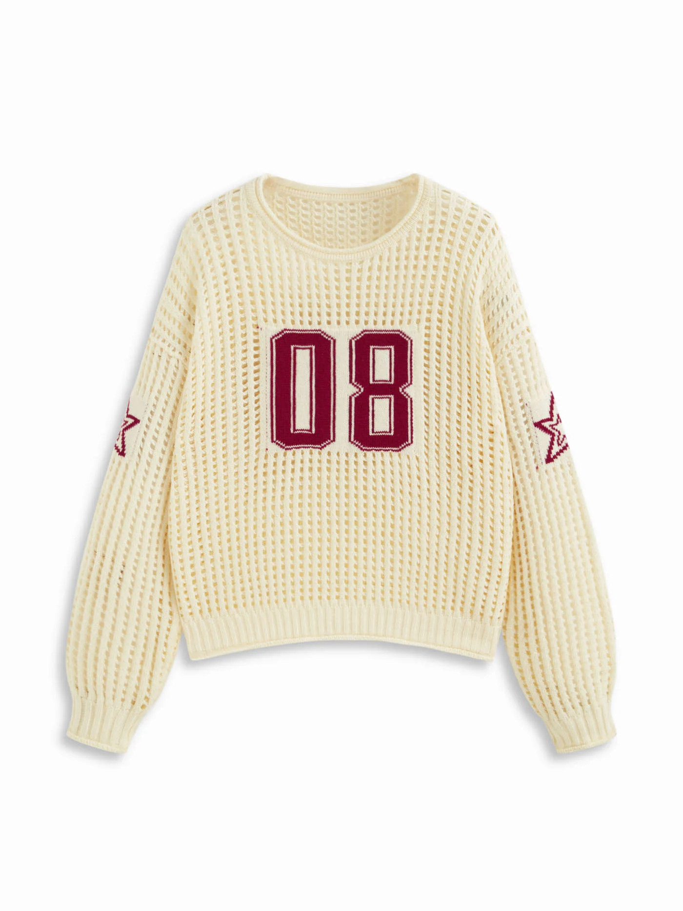 Haken Knit Crochet 08 Star Graphic Hollow Out Oversized Long Sleeve Top For School Dagelijkse cas... | Cider