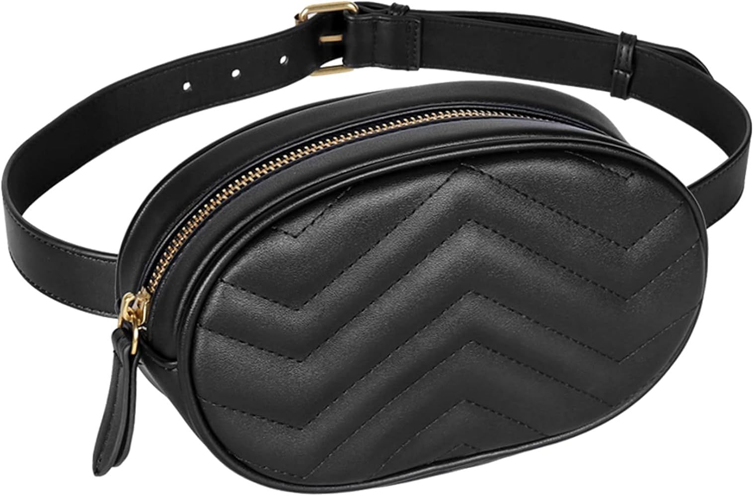 Geestock Fanny Packs for women fashionable, Black Leather Waist Bags Waterproof Belt Bag Stylish ... | Amazon (US)