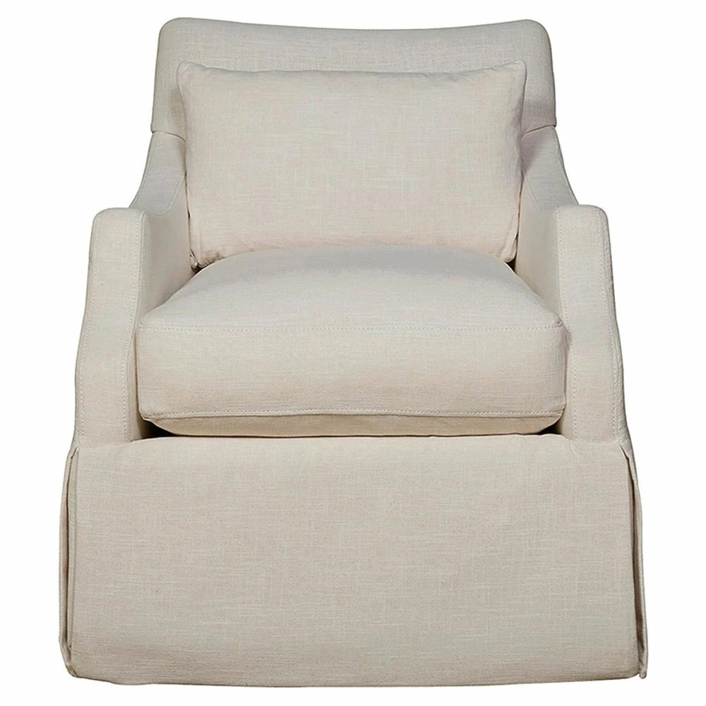 Iris French Country Cream Slipcovered Swivel Living Room Arm Chair | Kathy Kuo Home