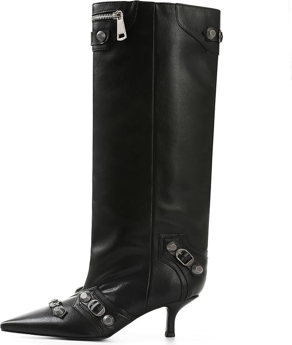 Oiamenne Knee High Boots for Women Wide Calf Boots Pointed Toe Tall Boots Kitten Heel Boots Women... | Amazon (US)