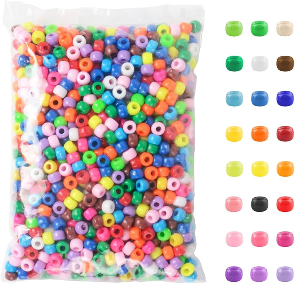 Simetufy 1200 Pcs Pony Beads Plastic Beads for Bracelet Making, Multi-Colored Beads for Hair Brai... | Amazon (US)