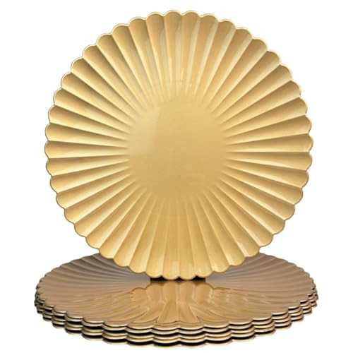 UOEKCS Gold Charger Plates, 13 Inch Plastic Round Dinner Charger Plates for Wedding Party, Tabletop Decor. (Set of 6) | Amazon (US)