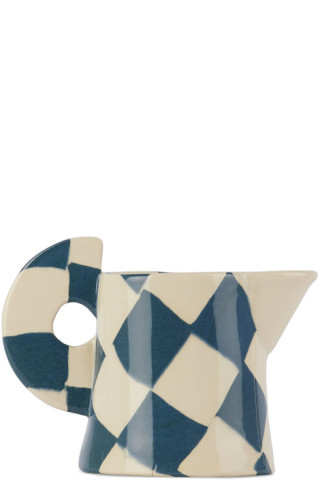 Blue & White Small Check Milk Jug | SSENSE