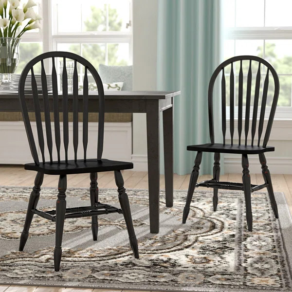 Azizi Solid Wood Windsor Back Side Chair (Set of 2) | Wayfair North America