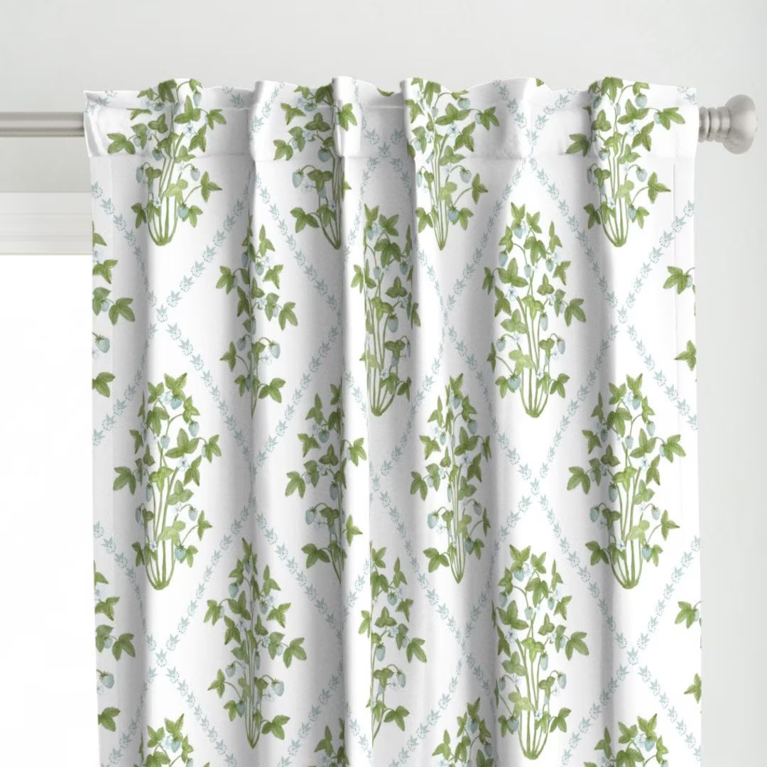 Grandmillennial Curtain Panel - Trellis Pale Aqua by danika_herrick - Cottagecore Vine Rustic Gar... | Etsy (US)
