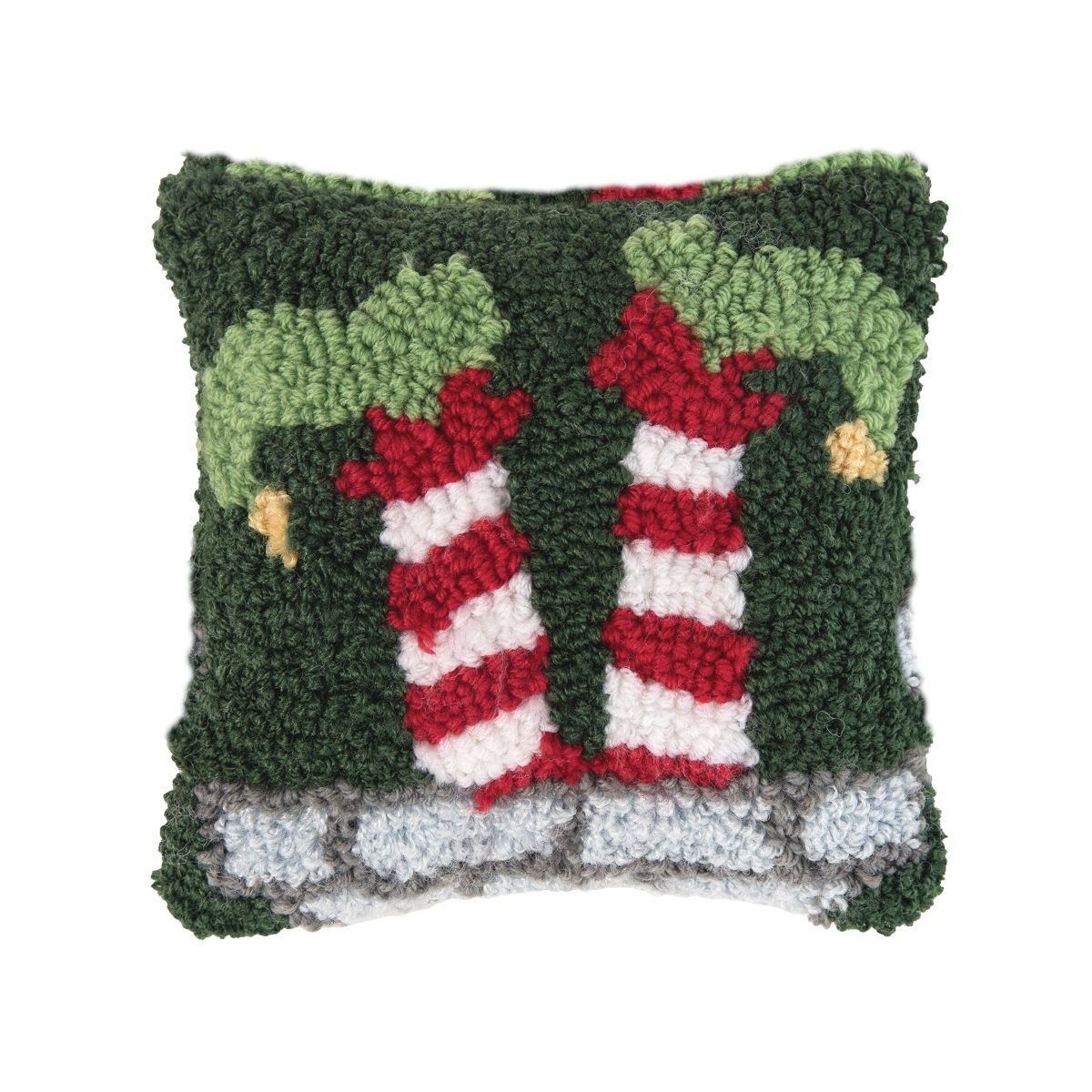 C&F Home 8" x 8" Elf Hooked Petite Christmas Holiday Throw Pillow | Target