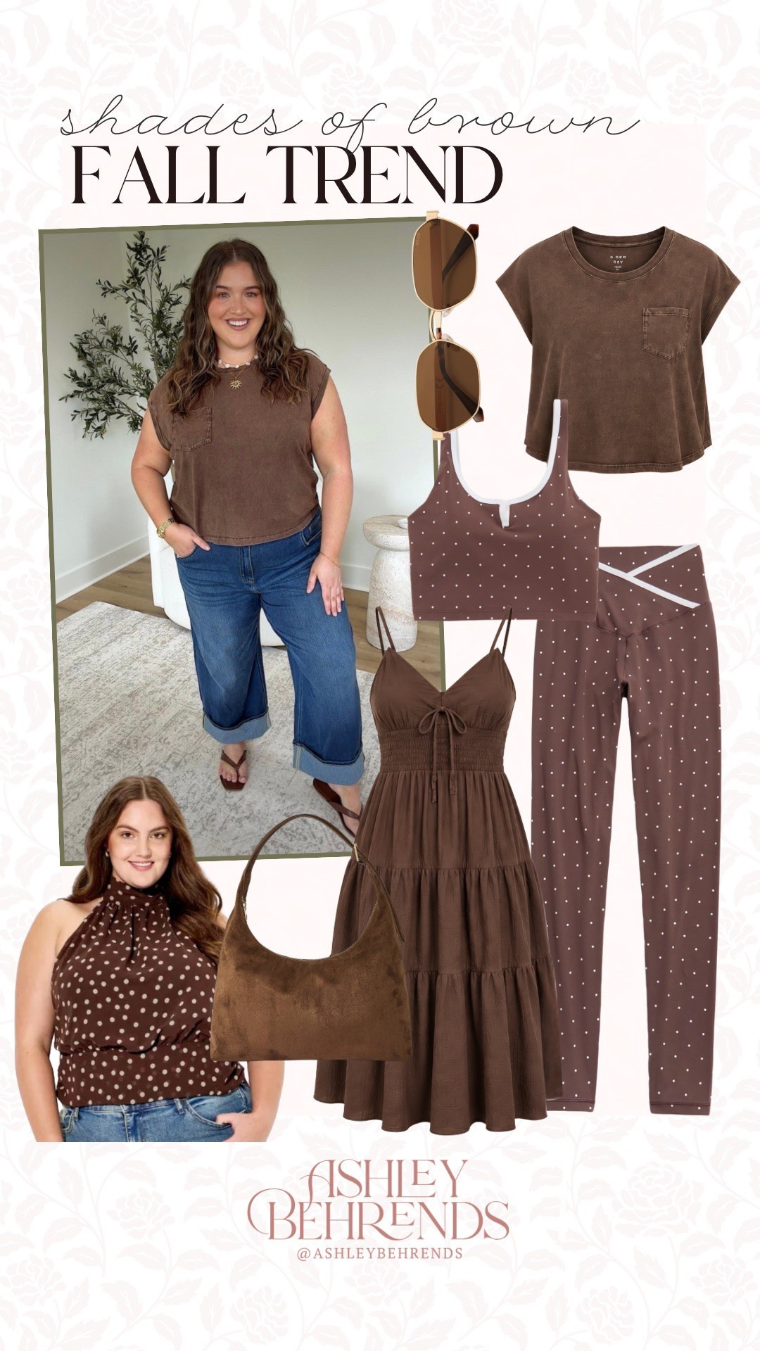 Brown is trending this fall, and there are so many gorgeous shades. I love this polka dot athletic set and wore it for a travel day, it was so comfy. This cropped vintage wash tee from Target is one of my recent favorites, it’s so cute, the length is great and I love the way it fits (did I mention that it’s on sale)! I could wear this polka dot tank for every single date night and this dress is so cute for the weather. 
Plus size fall fashion, brown outfit inspo

#LTKSaleAlert #LTKSeasonal #LTKPlusSize