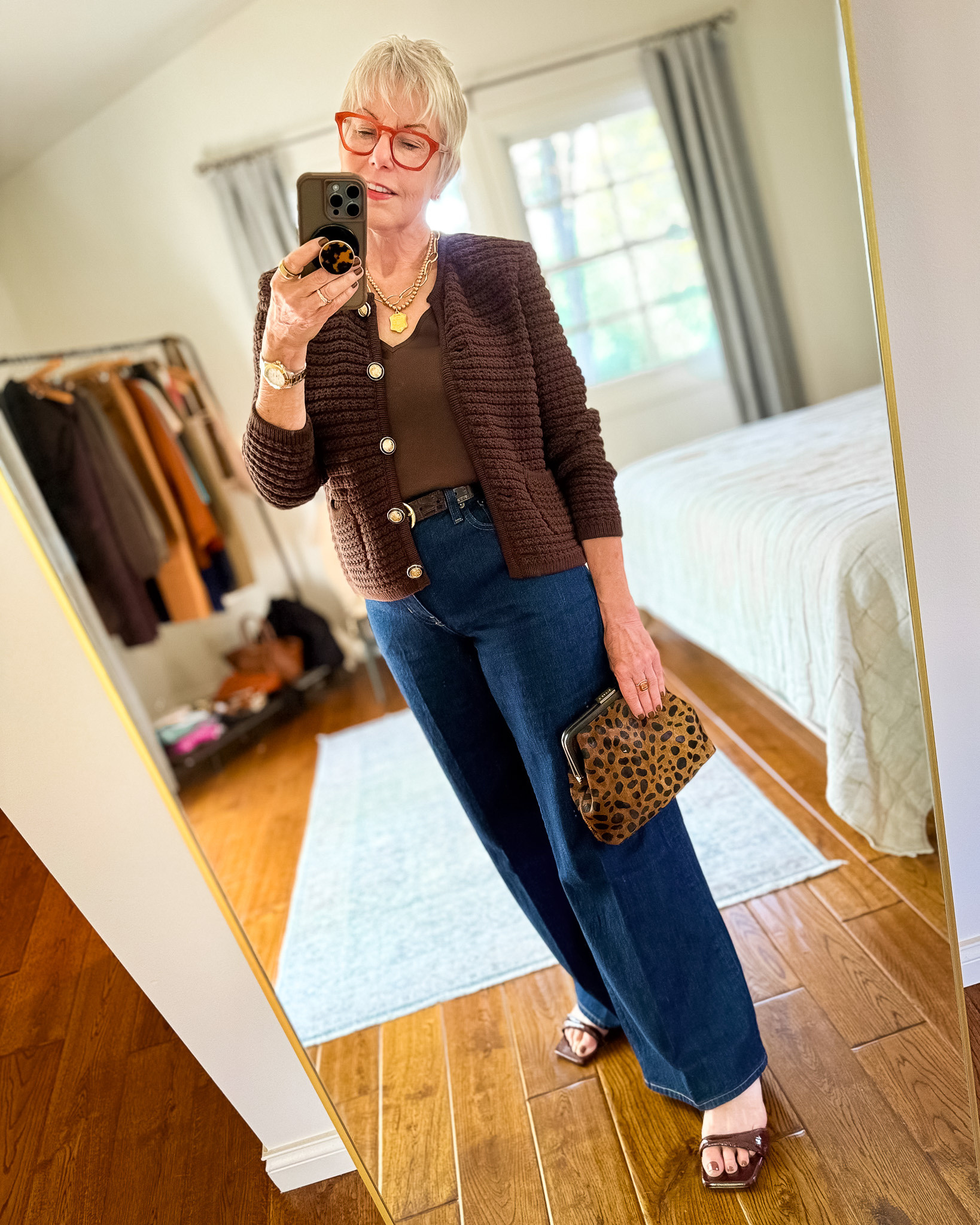A polished casual look for fall with a lady cardigan and dark wash trouser jeans. 

 #LTKSeasonal #LTKOver40 #LTKPetite