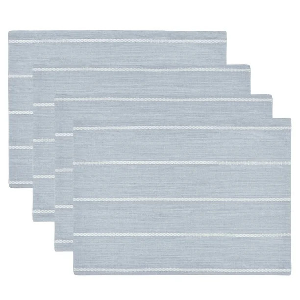 My Texas House Sutton Pick Stitch Reversible Cotton 14" x 20" Placemats, 4 Pack, White | Walmart (US)