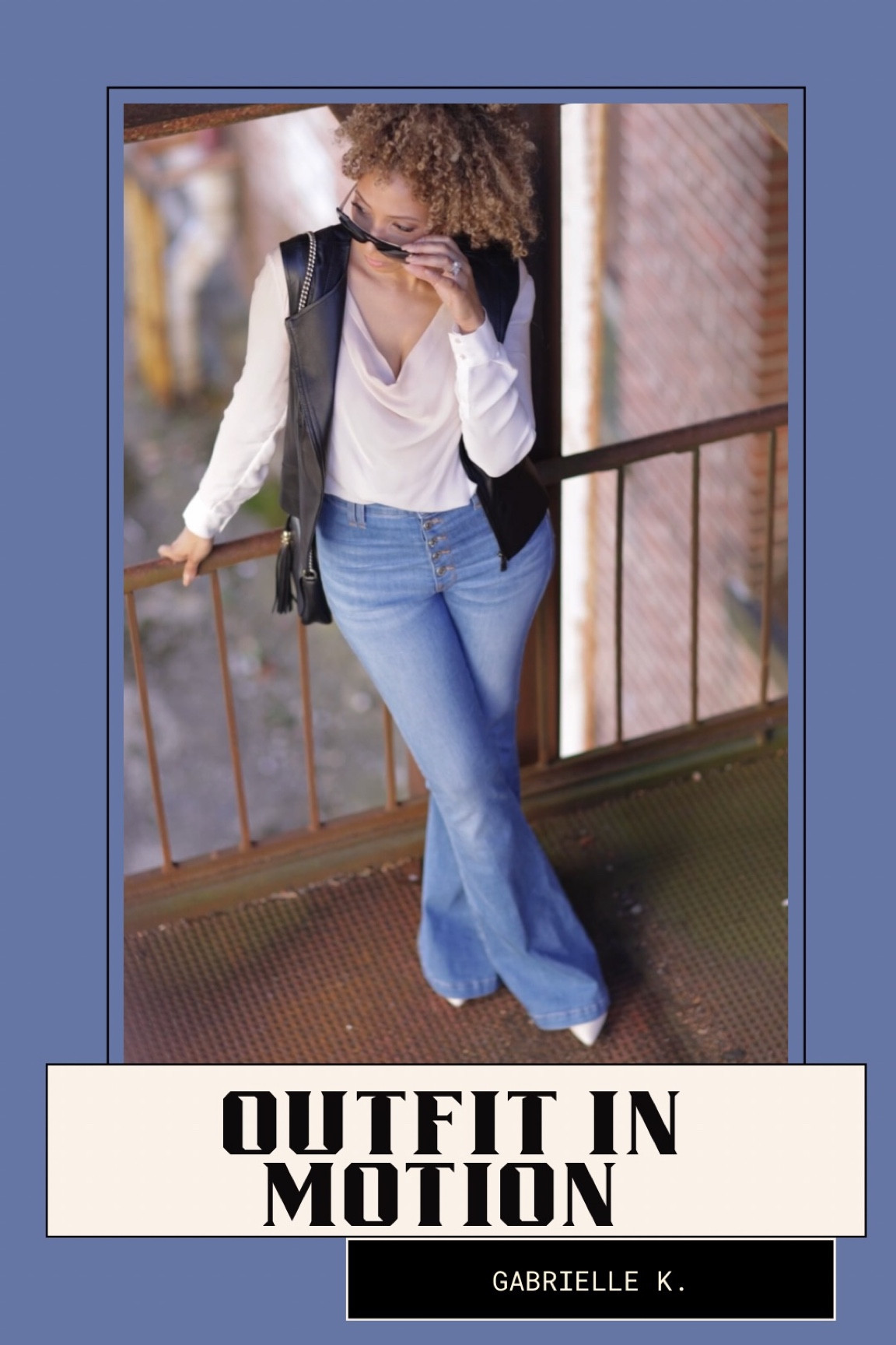 Leather vest and flare jeans combo.  The vest is no longer available but here are some options.