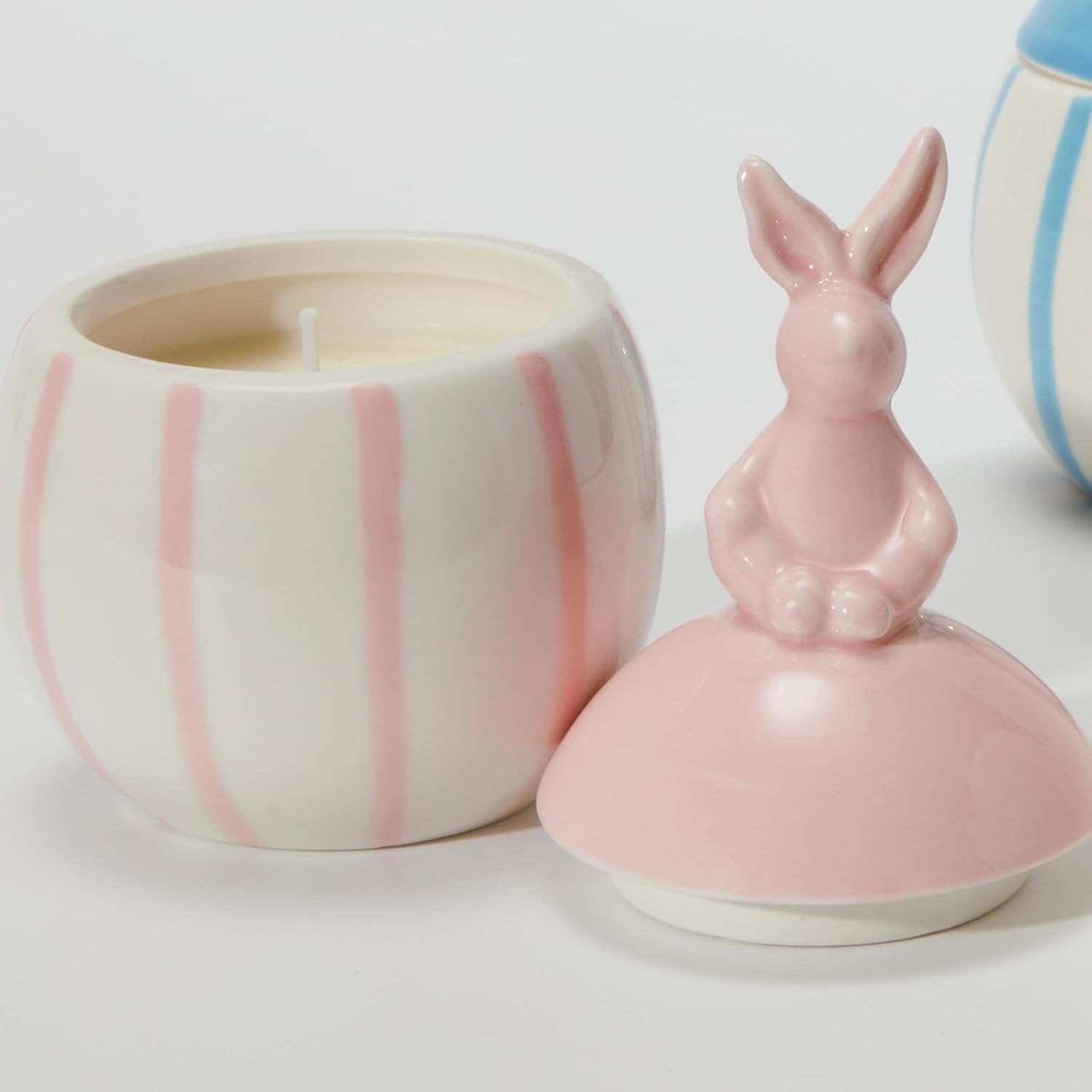 DN DECONATION 3-Pack Easter Bunny Ceramic Jar Scented Candles, Egg Shaped Soy Wax Candles with Ra... | Amazon (US)